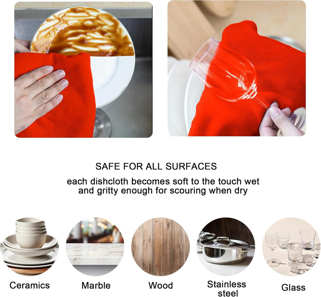 kimteny 13x28 Inches Kitchen Cloth Dish Towels, 400 GSM Premium Dishcloths, Super Absorbent Coral