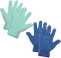 2 Pairs Microfiber Plant Dusting Gloves, Water Blue & Dark Blue Kitchen Indoor Gloves Reusable