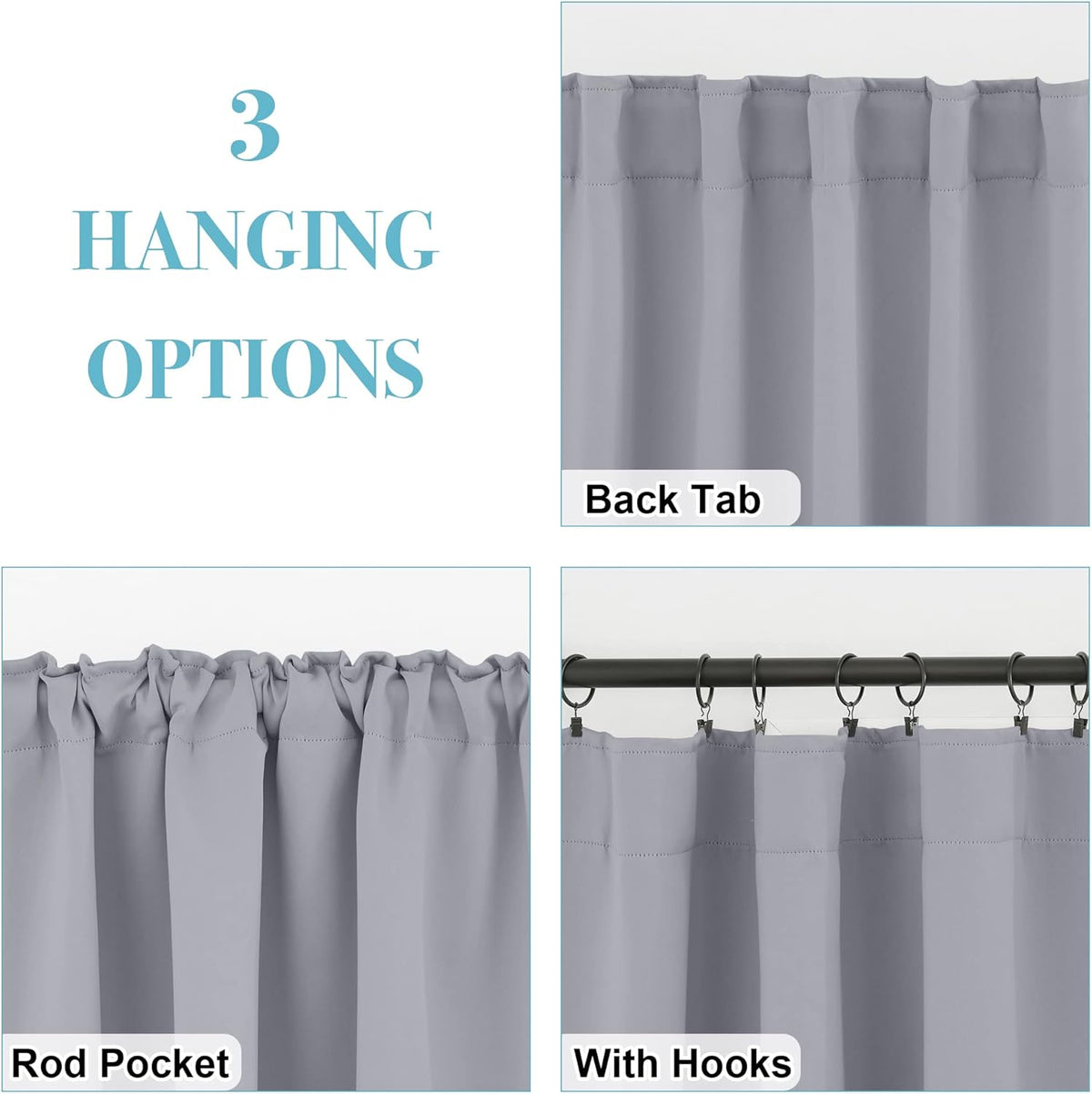 RYB HOME Bedroom Curtains, Room Darkening Thermal Insulated Curtain Back Tab Pleat Drapes Decent