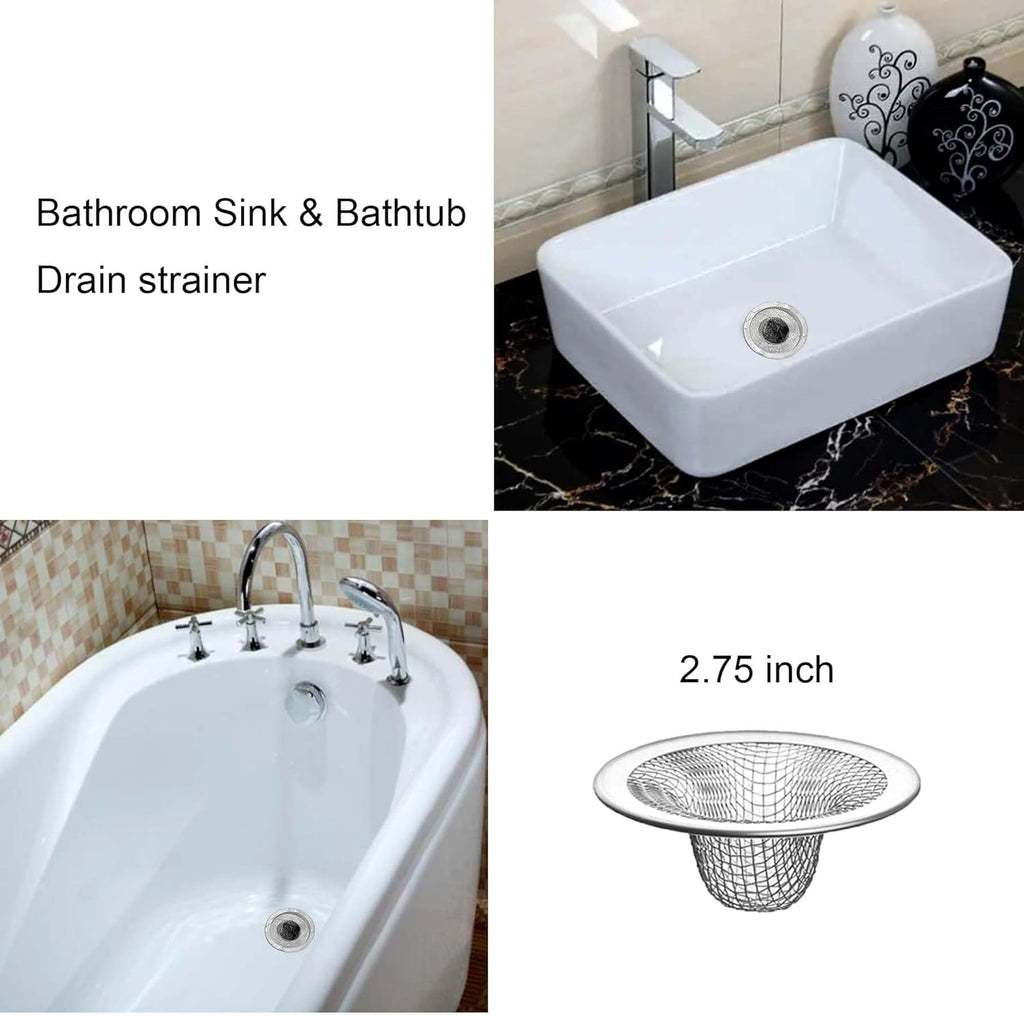 10PCS Mesh Sink Drain Strainer Bathroom, 2.75" Stainless Steel Slop Basket Filter Trap Hair