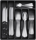 Lifewit Silverware Drawer Organizer Tray, Plastic Cutlery Storage for Kitchen Drawer, Flatware and