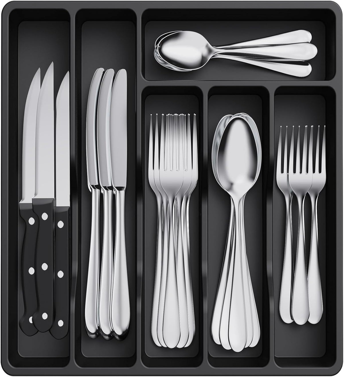 Lifewit Silverware Drawer Organizer Tray, Plastic Cutlery Storage for Kitchen Drawer, Flatware and