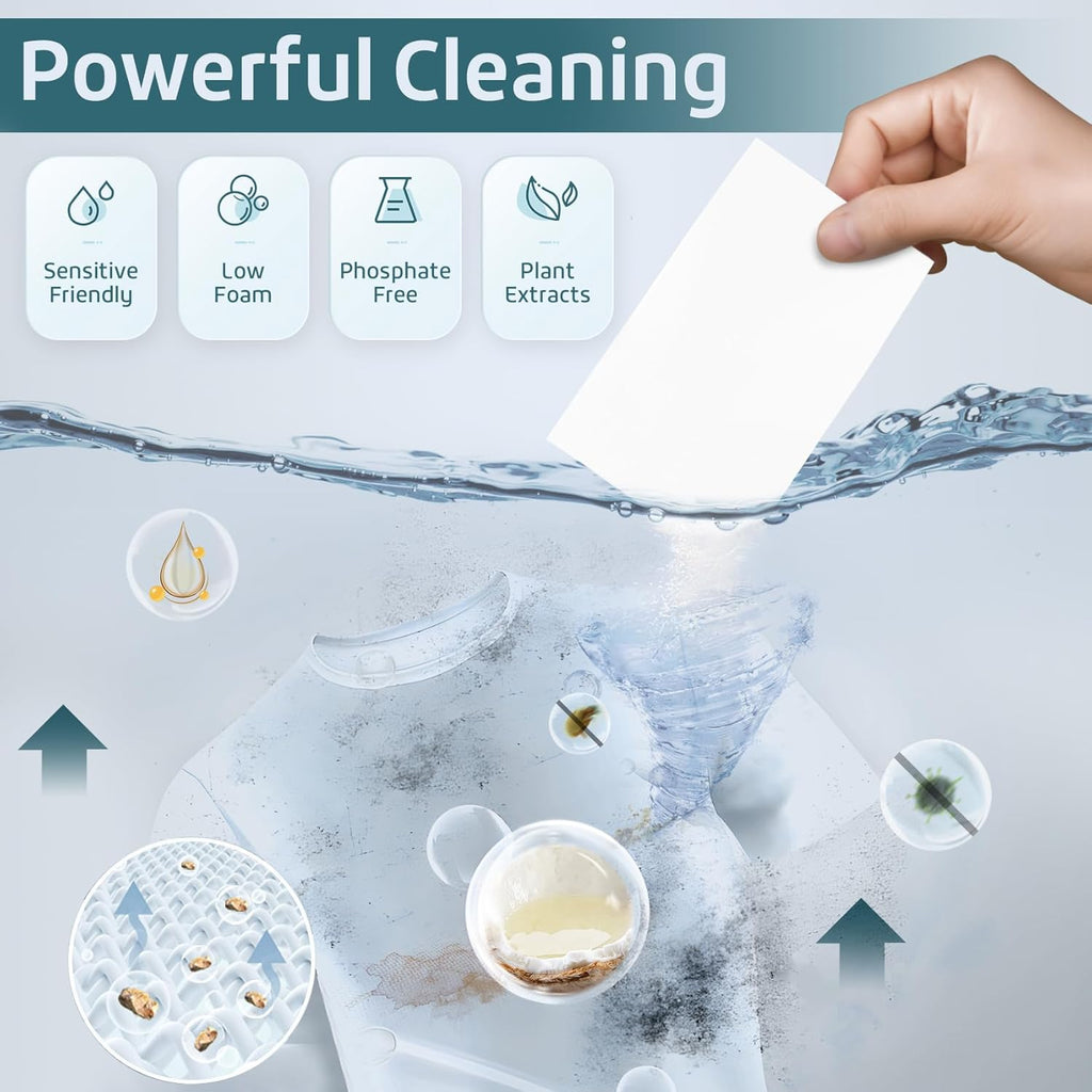 Poesie Laundry Detergent Sheets Fresh Linen Scent 3 Pack 480 Strips Plastic Free Fast Dissolve