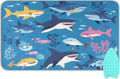 Sharks Fishes and Seaweed Blue Ironing Mat Thickened Ironing Blanket Travel Portable Double-Side
