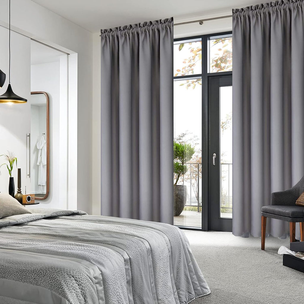 DWCN Short Grey Blackout Curtains for Small Window, Thermal Insulated Energy Saving Room Darkening