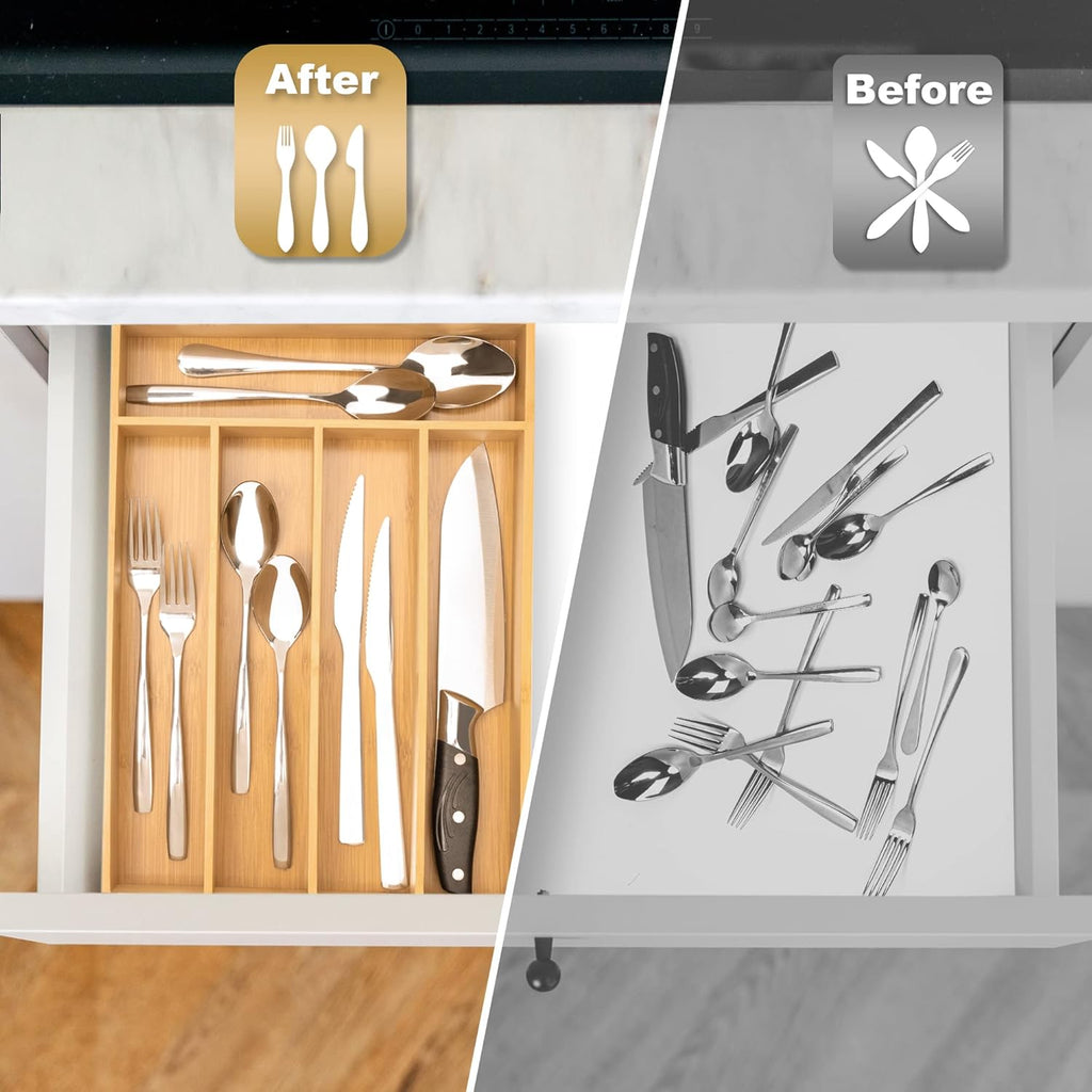 Silverware Organizer Bamboo Kitchen Drawer Organizer Utensil Organizer Silverware Holder Cutlery