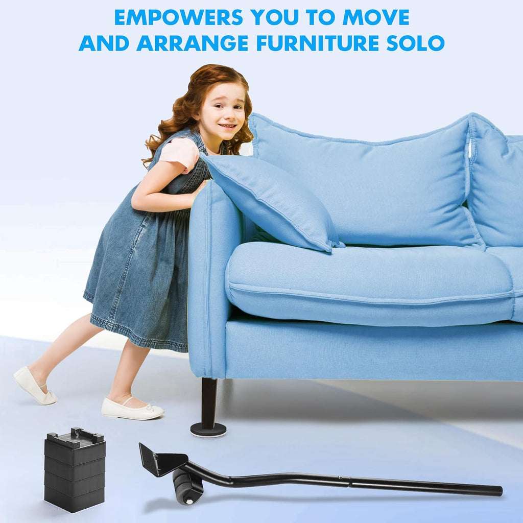 Furniture Lifter Tool + 8-Pack of 3.5" Sliders, Save 80% Effort, Safely and Easily, The Lift and