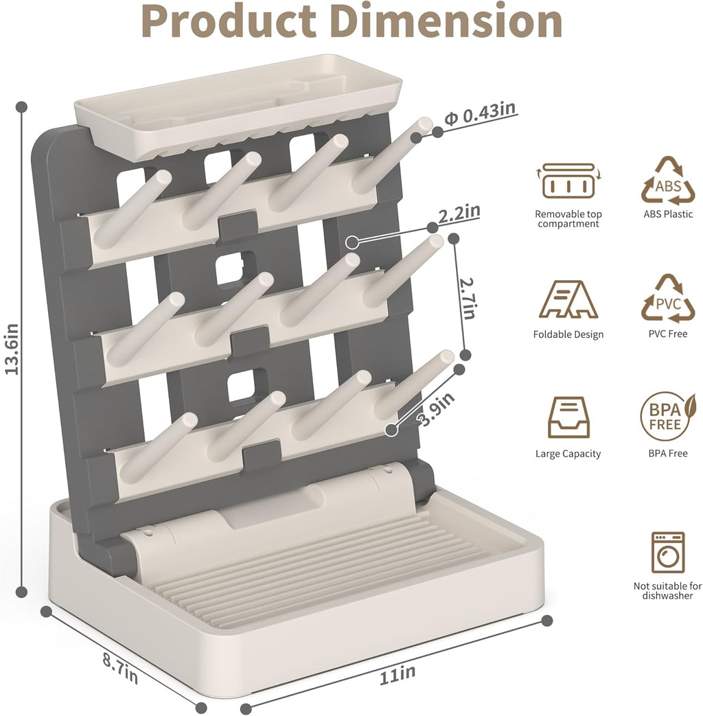 Baby Bottle Drying Rack, Vertical Standing Bottle Dryer Rack Holder-Space Saving Baby Bottle Drying