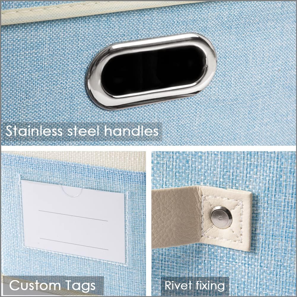 PRANDOM Large Foldable Storage Boxes with Lids [3-Pack] Fabric Collapsible Storage Bins Organizer