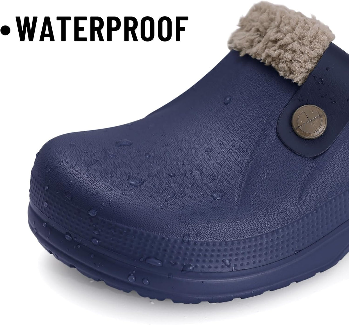 Beslip Classic Fur Lined Clogs Waterproof Winter Fuzzy Slippers for Women Men Indoor and Outdoor
