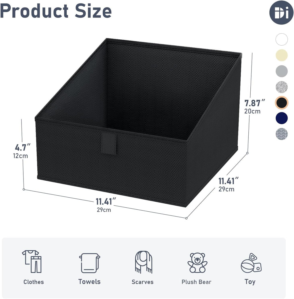DIMJ Trapezoid Storage Bins for closet shelves, Closet Organzier Bins with Handle, Foldable Closet
