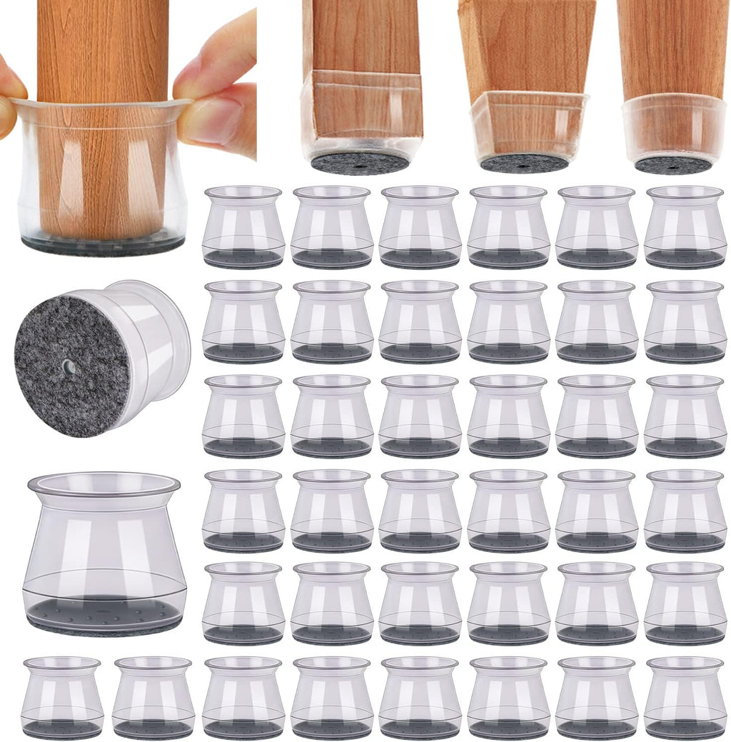 BUMACO 40Pcs Chair Leg Floor Protectors Chair Leg Protectors for Hardwood Floors Silicone Pads