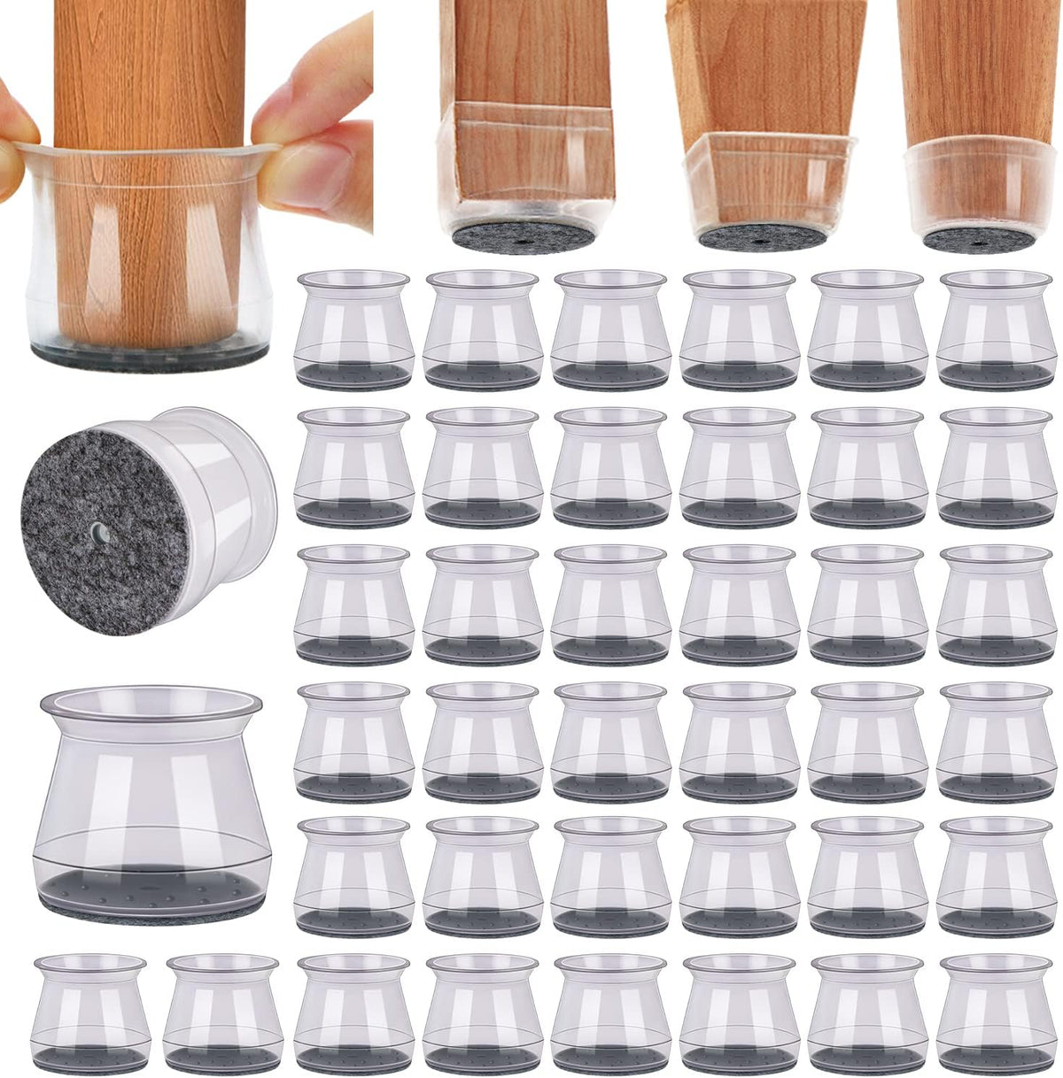 BUMACO 40Pcs Chair Leg Floor Protectors Chair Leg Protectors for Hardwood Floors Silicone Pads