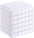 Homaxy 100% Cotton Terry Kitchen Towels(White, 13 x 28 inches), Checkered Designed, Soft and Super