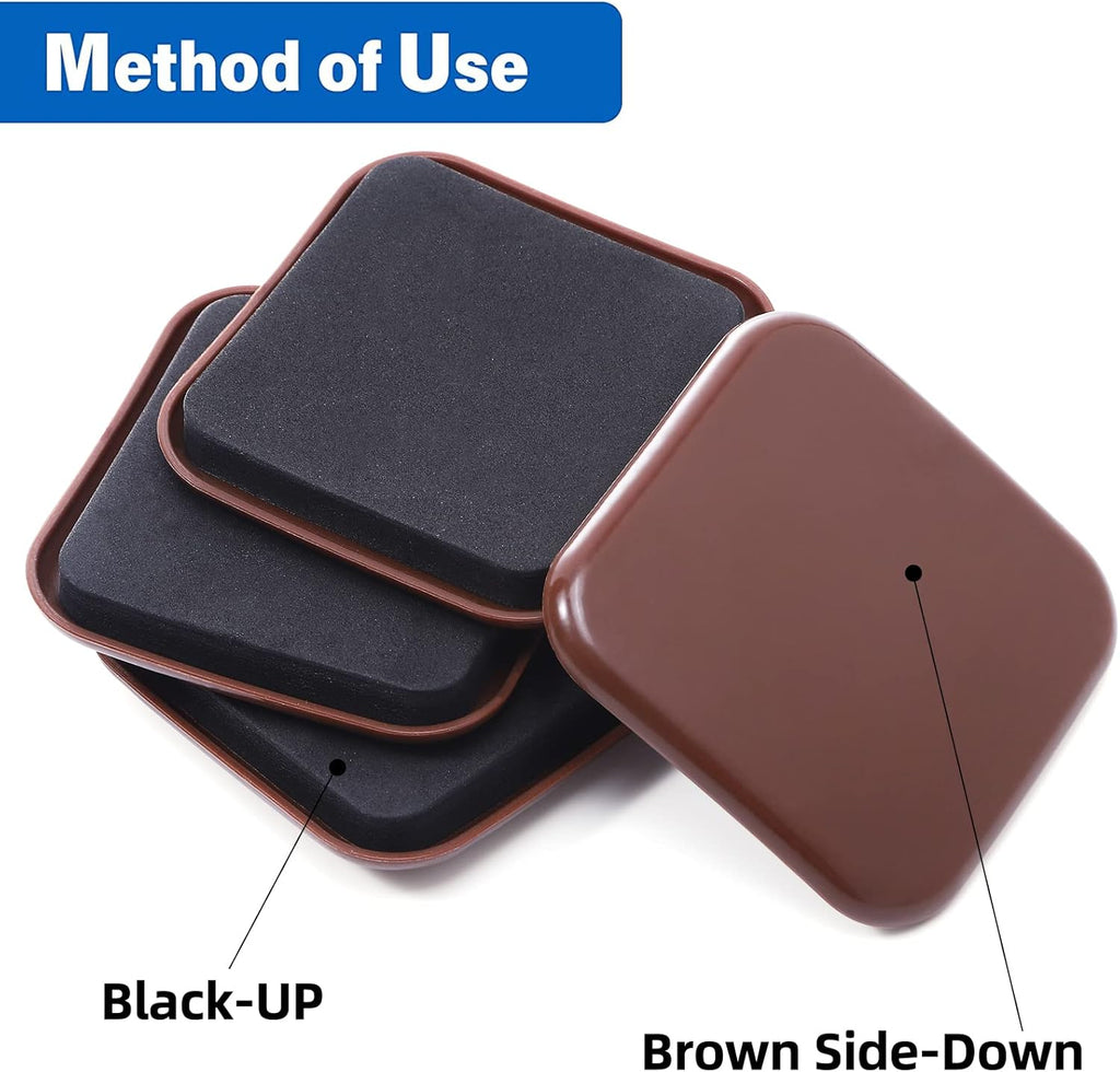 Furniture Sliders, 12pcs 3 inch Square Furniture Moving Kits Carpet Sliders for Moving Furniture