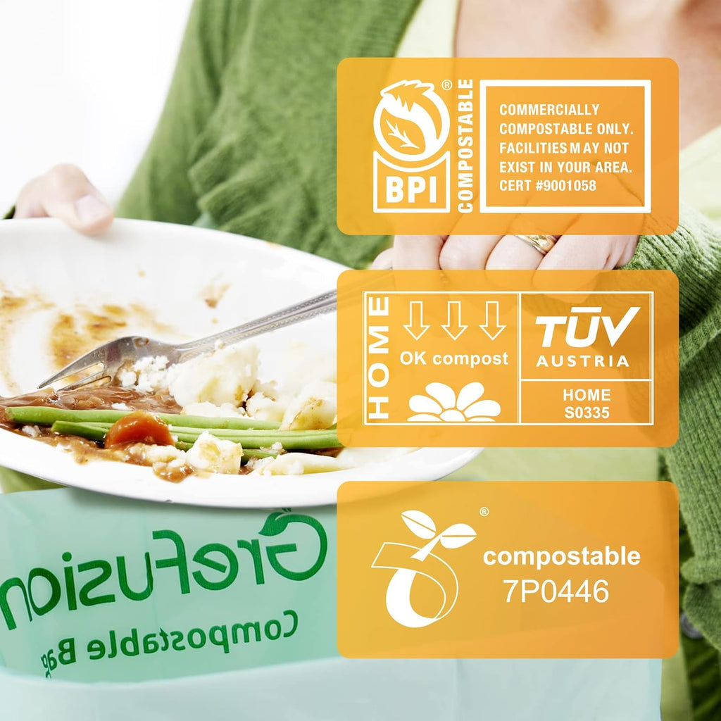Compostable Trash Bags with handle-tie,Garbage Bags, 2.6 Gallon,Food Waste Bags,Small trash bags