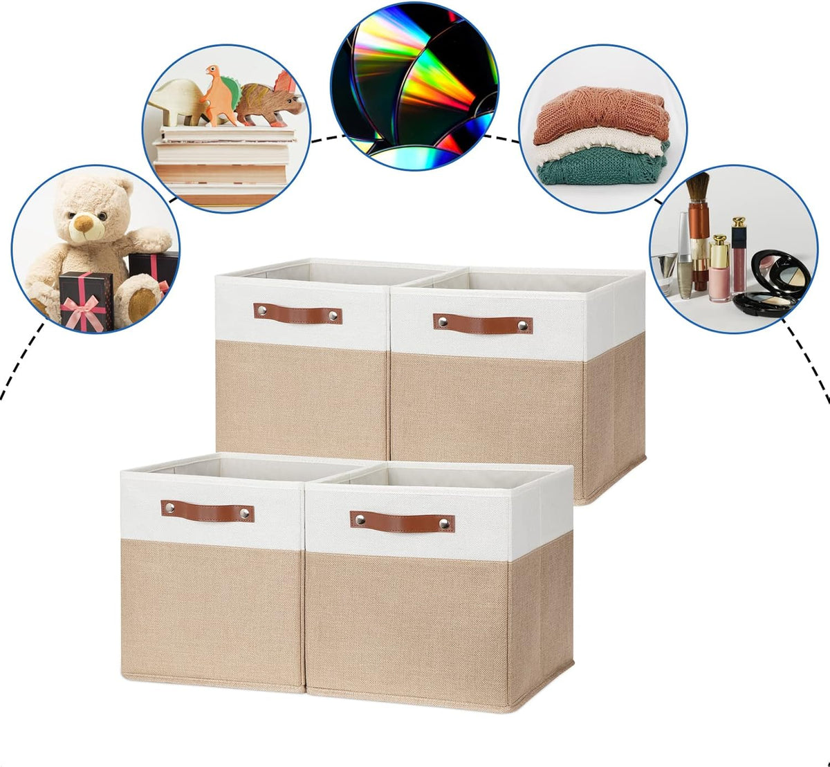 DULLEMELO Cube Storage Bins,12 x 12 x 12 inch Fabric Storage Cubes for Organizing,Collapsible