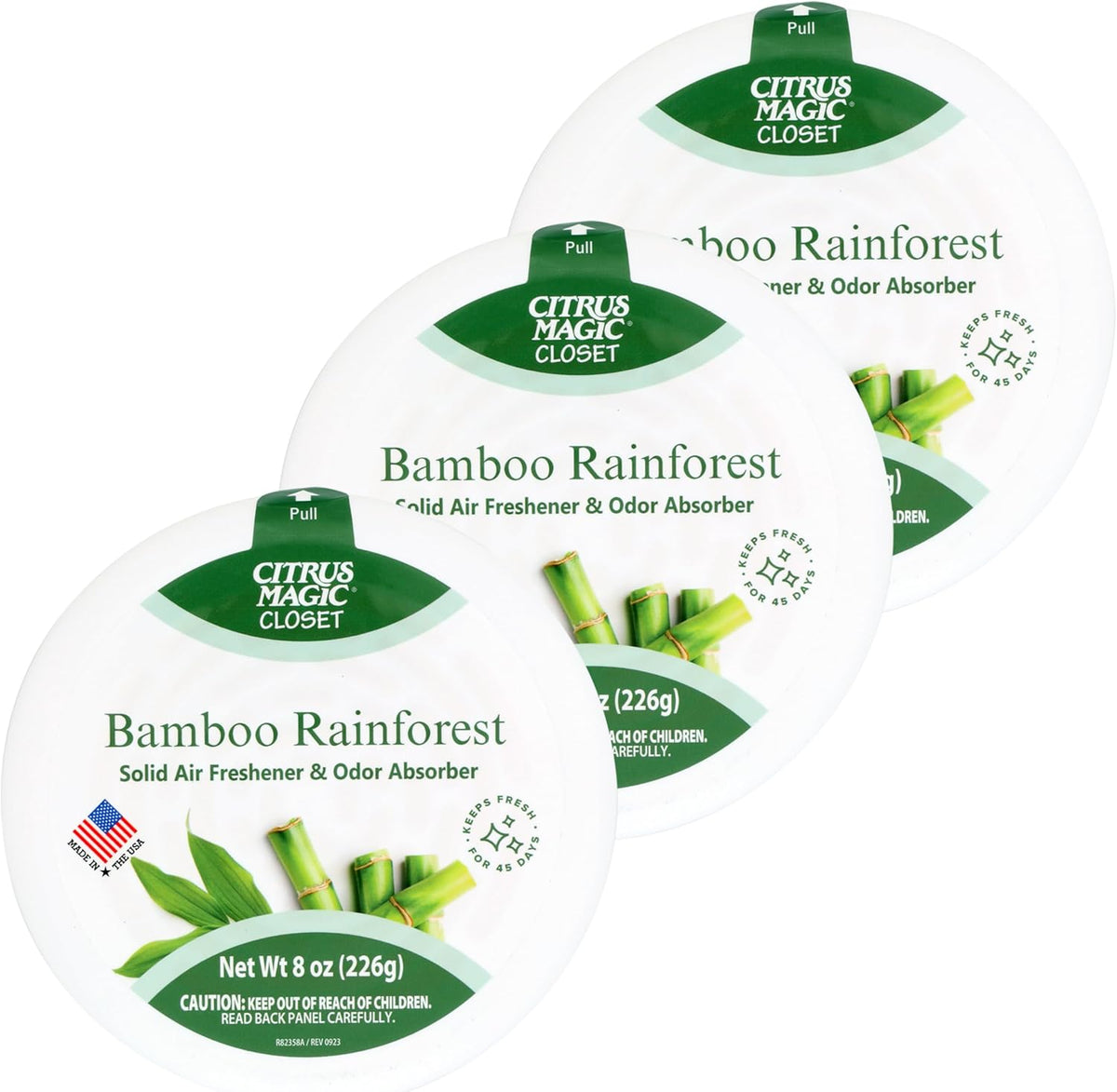 Citrus Magic For Closets Odor Absorbing Solid Air Freshener, Bamboo Rainforest, 8-Ounce, Pack of 3
