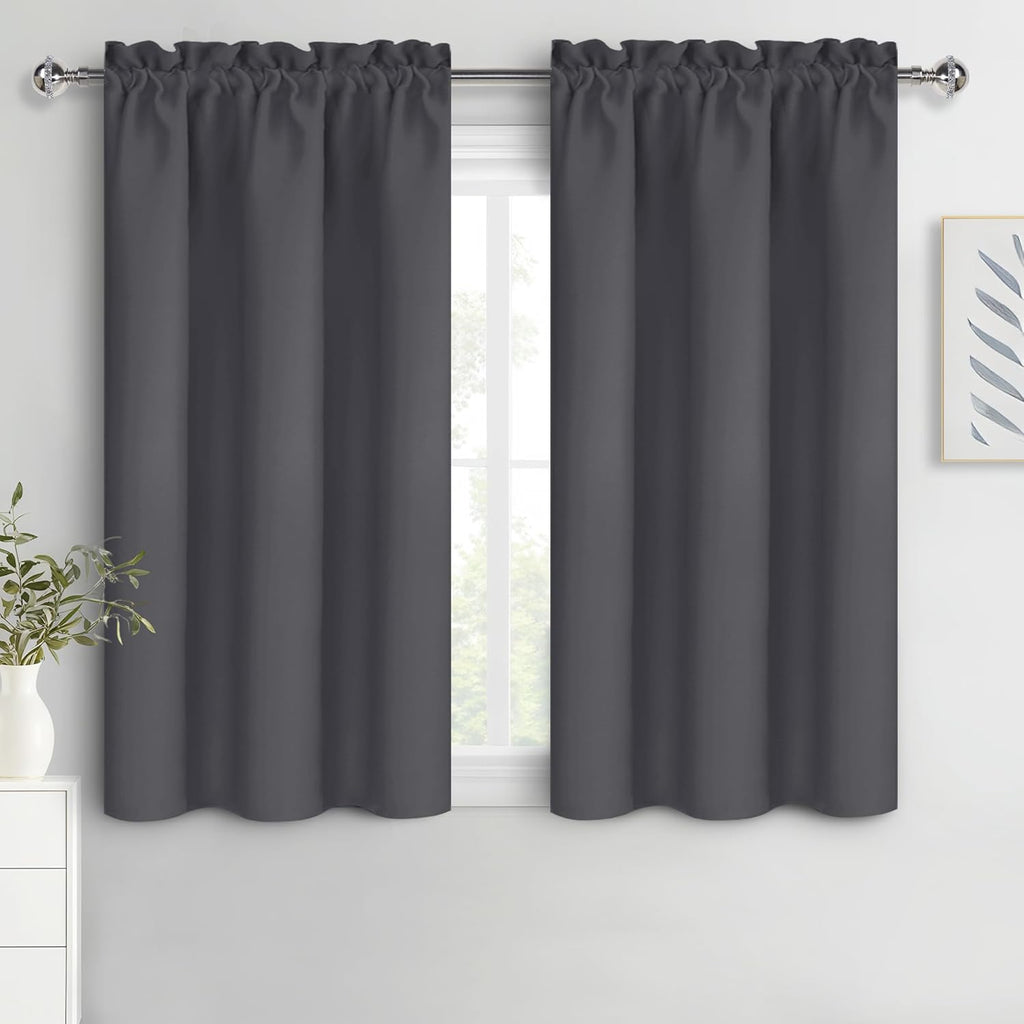 DWCN Kitchen Curtains for Small Windows 45 Inch Length 2 Panels Set, Solid Thermal Insulated Energy
