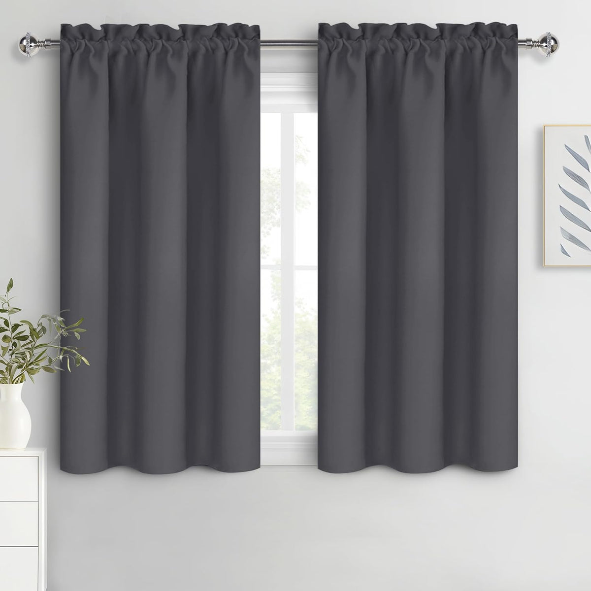 DWCN Kitchen Curtains for Small Windows 45 Inch Length 2 Panels Set, Solid Thermal Insulated Energy
