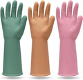 MAMISON 3 Pairs Colorful Reusable Waterproof Household Dishwashing Cleaning Rubber Gloves, Non-Slip