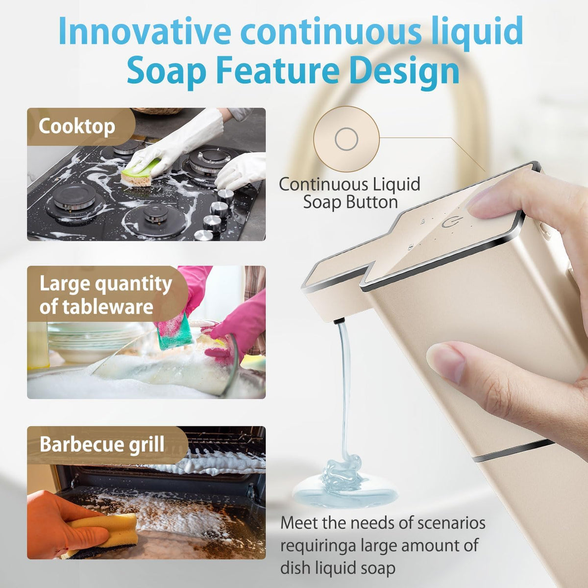 Automatic Liquid Soap Dispenser Touchless Soap Dispenser 380ml/12.8oz Rechargeable, Wall Mounted,4
