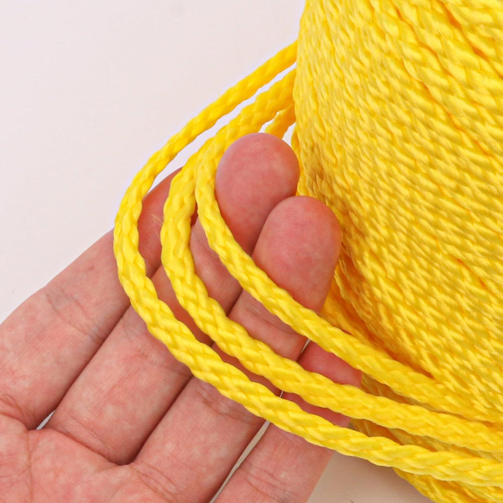 Polypropylene Rope - 1/4 Inch Yellow Nylon Rope, 500 Feet Long - Ideal for Tarps, Tie-Downs, Home