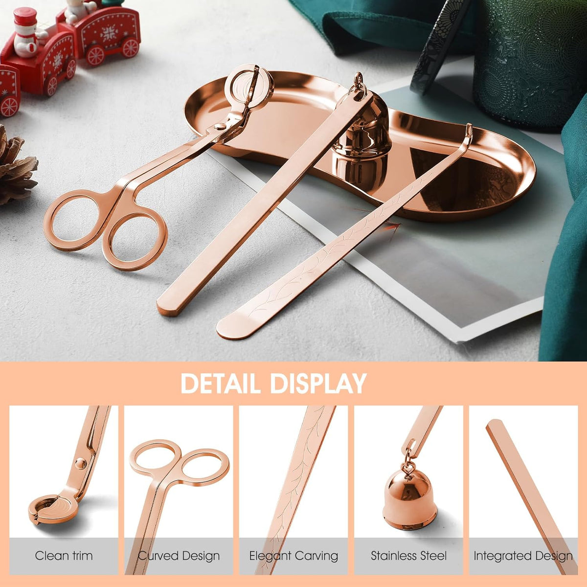 PATOISE 4 in 1 Candle Accessory Set, Candle Wick Trimmer Cutter Mini, Candle Snuffer, Candle Wick