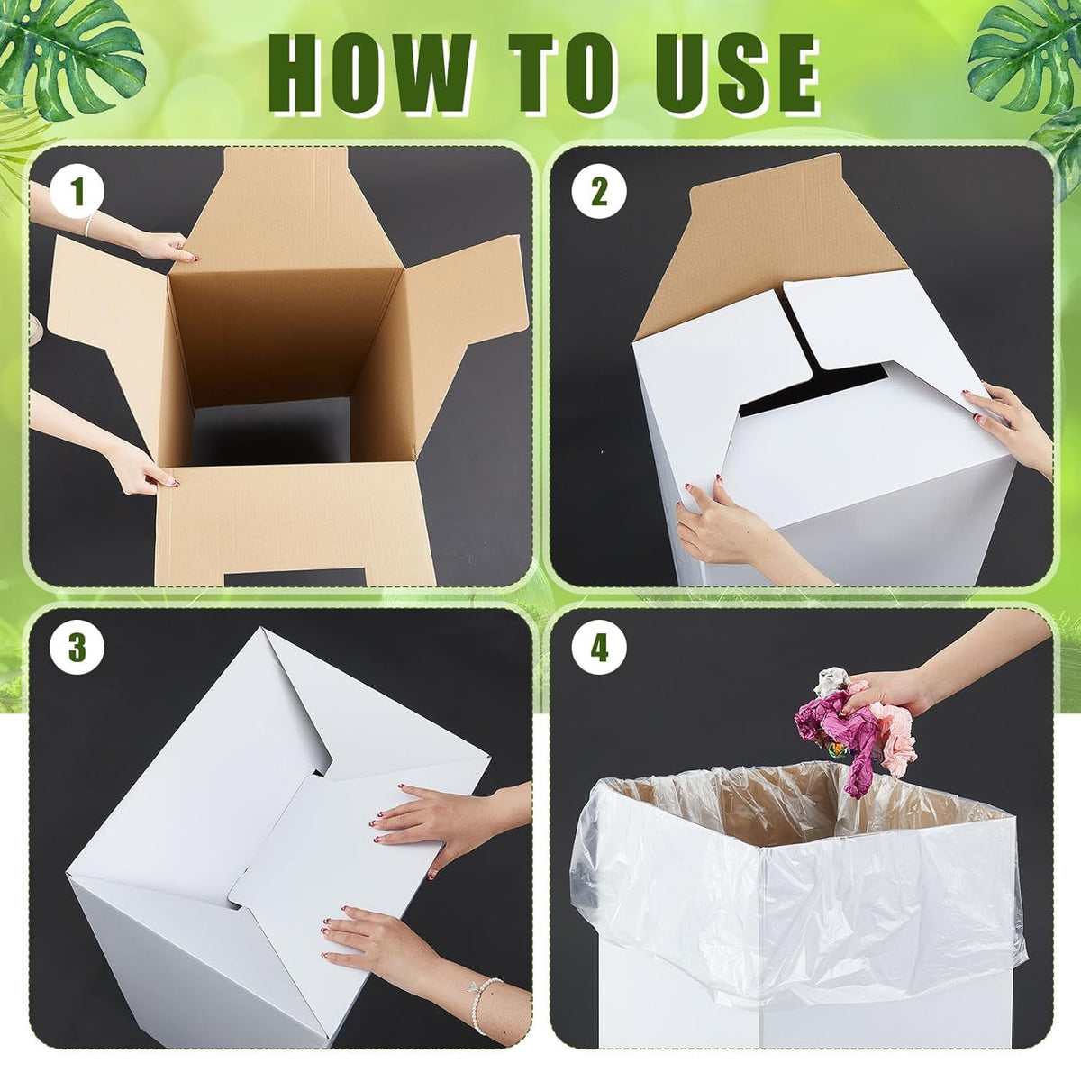 10 Pack 13 Gallon Cardboard Trash Cans Disposable and Reusable Corrugated Cardboard Cans Recycling