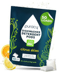 Puracy Dishwasher Pods, Natural Dishwasher Detergent, Citrus Skies Dish tabs - Enzyme-Powered, Spot