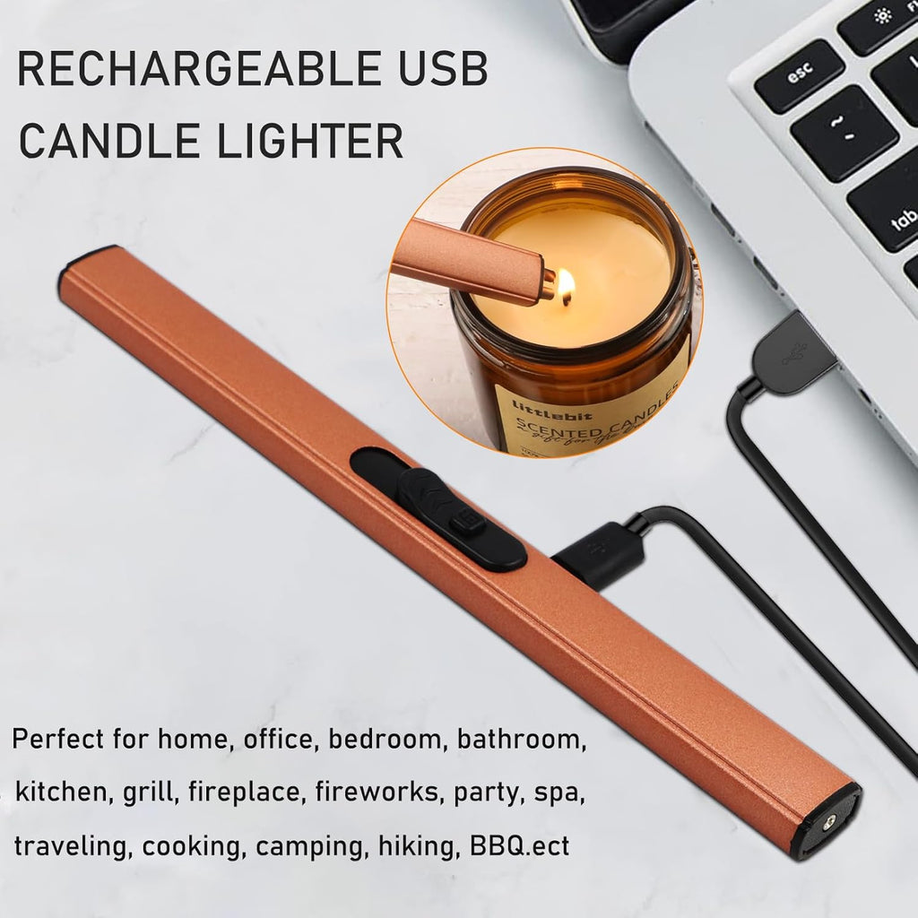 4 in 1 Elegant Candle Accessory Set, Rechargeable Lighter, Candle Wick Trimmer Cutter, Candle