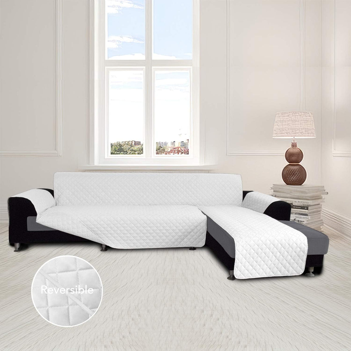 Easy-Going L Shape Sofa Slipcover - Sectional Couch Cover with Chaise & Reversible Sofa Cover for
