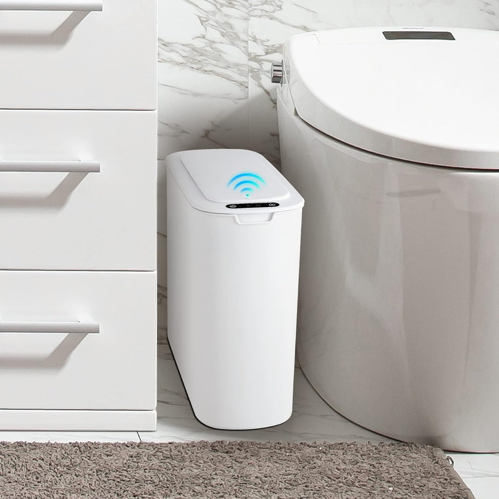 Cesun Automatic Motion Sensor Bathroom Trash Can with Lid, 2.6 Gallon Touchless Trash Bin, Smart