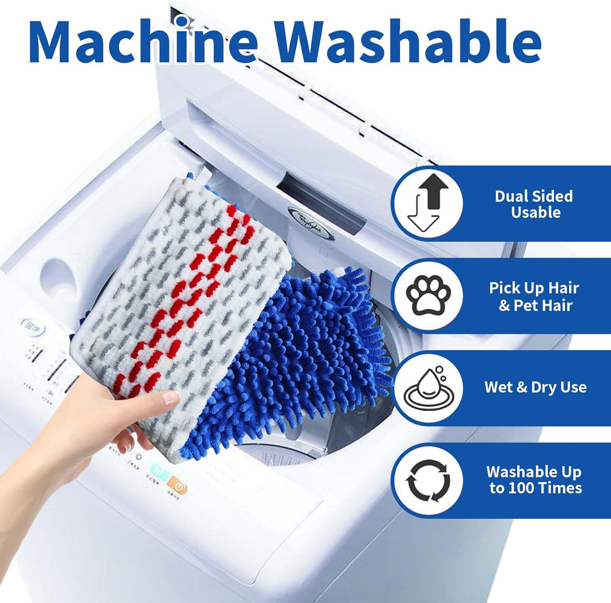 4 Pack Mop Heads Replacements Compatible with O-cedar Dual-Action Flip Mop, Chenille + Microfiber