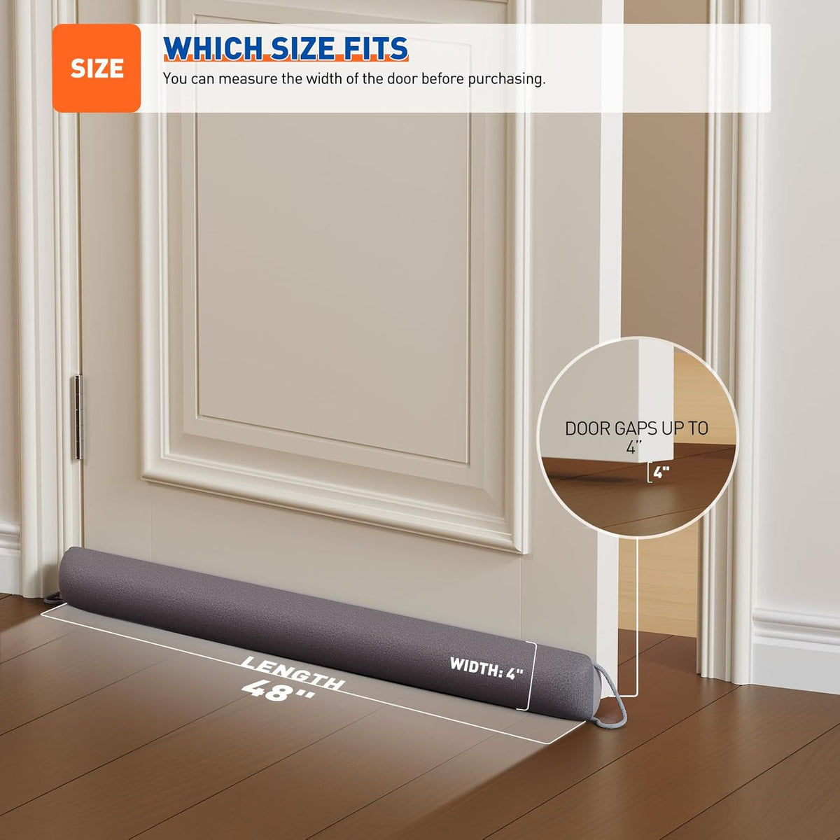 MAGZO Door Draft Stopper, 48 Inch Under Door Draft Blocker Noise Stopper, Weighted Wind Blocker