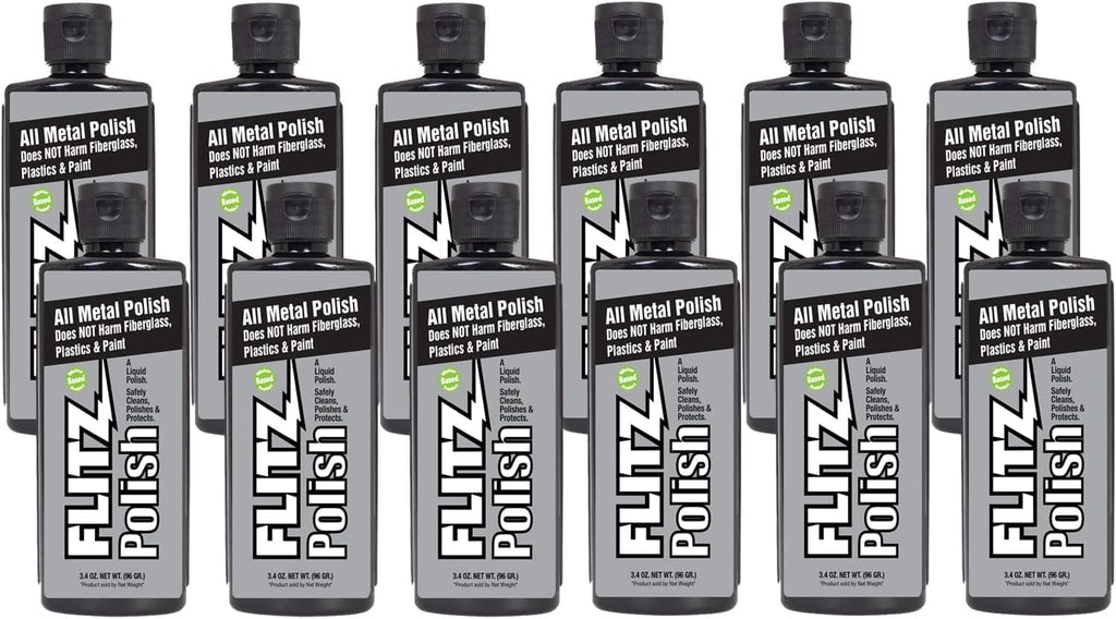Flitz Multi Purpose Metal Polish Liquid - 3.4oz Bottle of USA-Made Tarnish Remover - For Aluminum