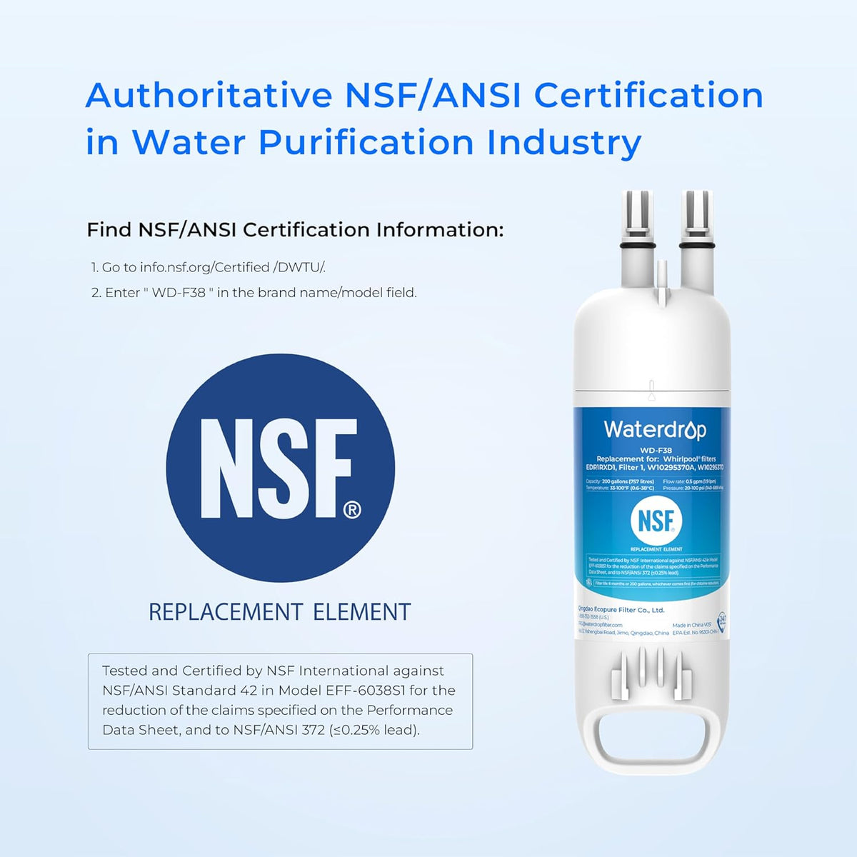 Waterdrop ?�„?�ƒ?�‘?Ÿ�?�‘?�—?�ƒ?Ÿ� Replacement for Everydrop® ?�…?�¢?�¥?�­?�ž?�« ?Ÿ�,W10295370A