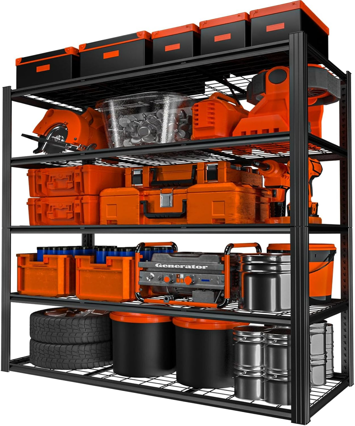 ROOMTEC 60" W Garage Shelving Heavy Duty,33000LBS Storage Shelves,5-Tier Adjustable Metal Shelving