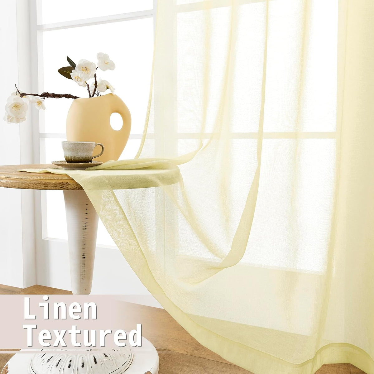 Tollpiz Sheer Door Curtains Closet Linen Textured Curtain Sheers Doorway Light Filtering Voile