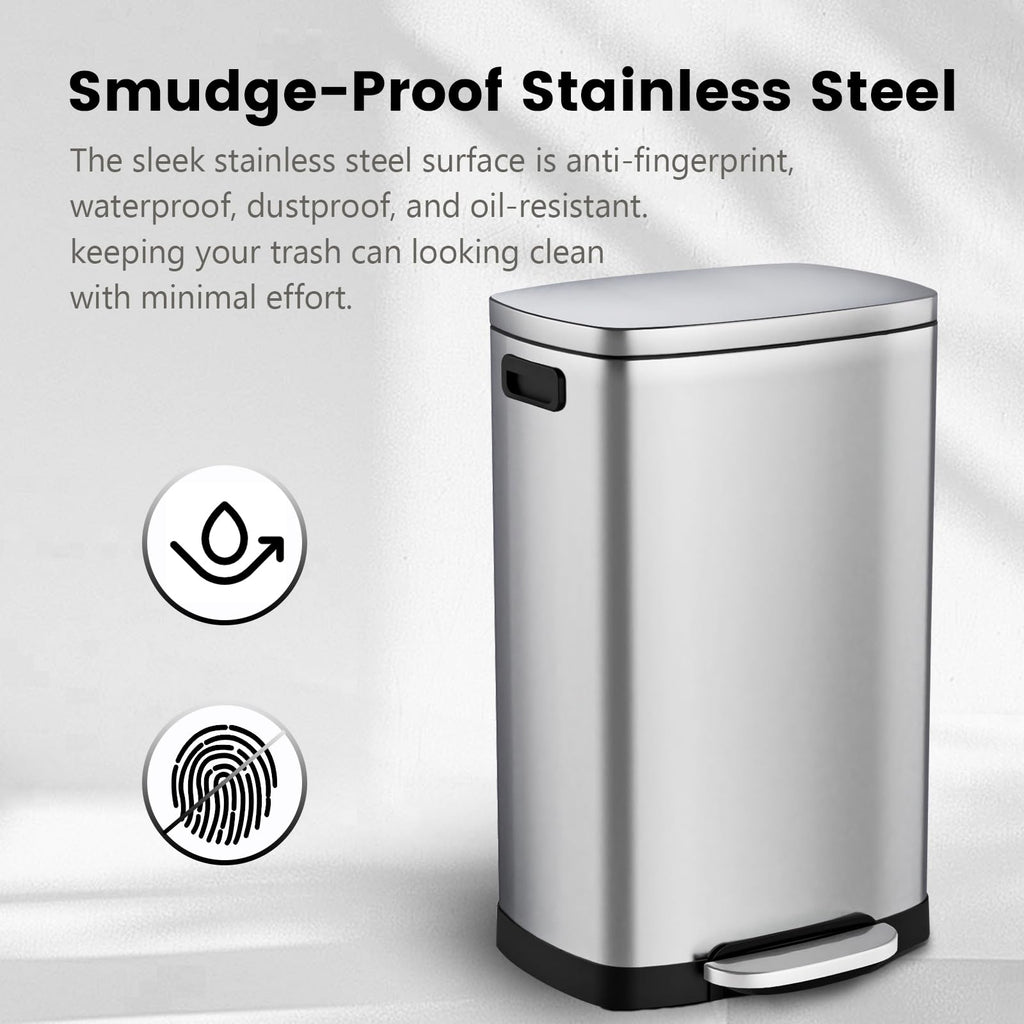 ELPHECO Kitchen Trash Can with Lid 13 Gal Stainless Steel Pedal Garbage Can