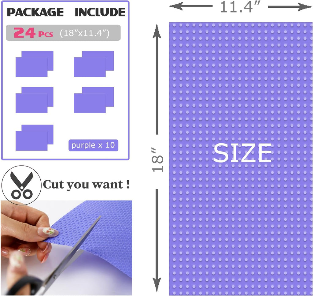 24Pcs Refrigerator Liners, Washable Fridge Liner Mats Covers Pads for Glass Shelf Cupboard Cabinet