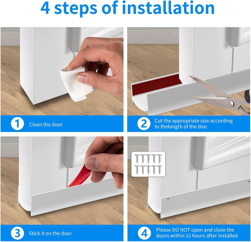Door Draft Stopper, Strong Adhesive Door Sweep for Exterior and Interior Doors, 39” Length Cuttable