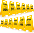 12-Pack Bilingual Caution Wet Floor Signs, A-Frame Double-Sided Warning Signs for Indoor & Outdoor