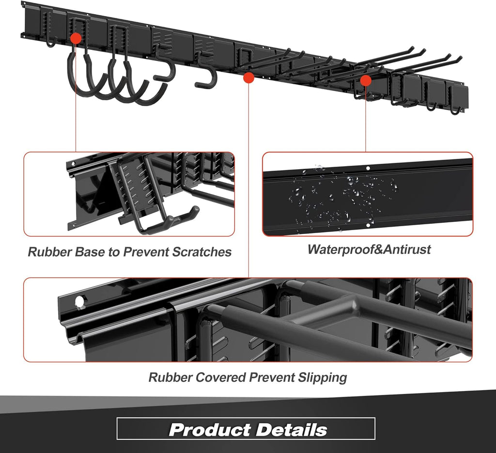 Garage Tool Storage Rack, Heavy Duty Garage Storage Organizer Rack System Wall Mounted Tool with 12