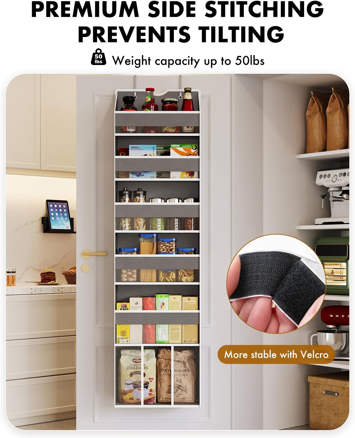 Over The Door Organizer Storage - 50lb Heavy Duty 6 Shelf Over Door Organizer Hanging Space Saving