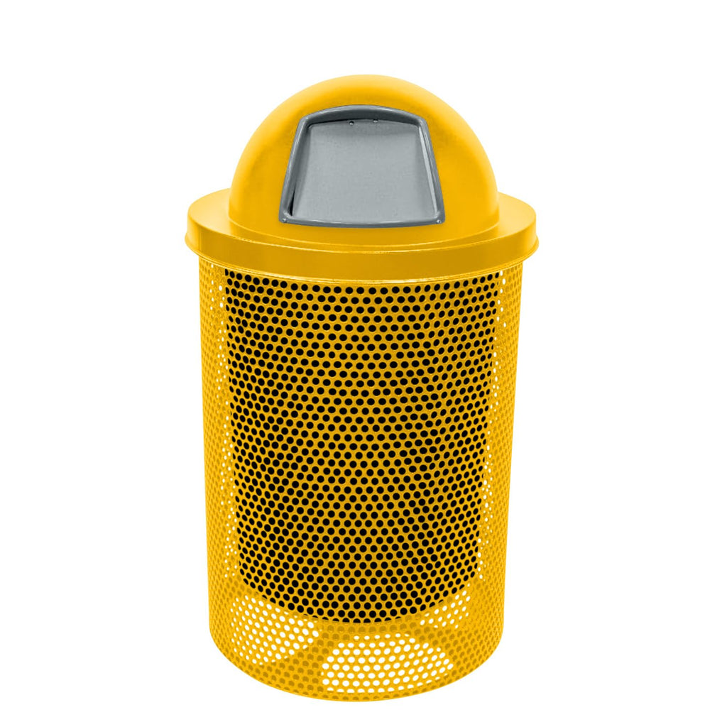 COATEDOUTDOORFURNITURE Coated Outdoor Furniture 32-Gallon Heavy-Duty Punched Steel Round Trash
