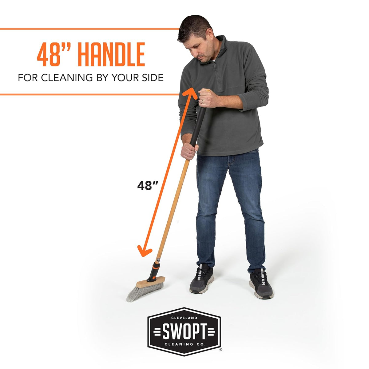 SWOPT Premium 48” EVA Foam Comfort Grip Wooden Handle – Ergonomic Design Eliminates Loose Handles