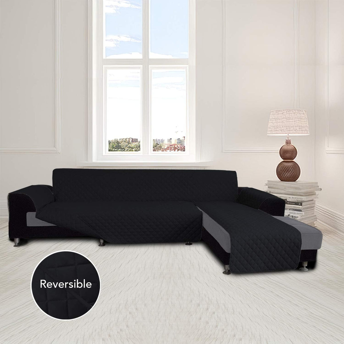 Easy-Going L Shape Sofa Cover - Chaise Lounge Slip Cover Reversible Sofa Protector for Pets, Kids &