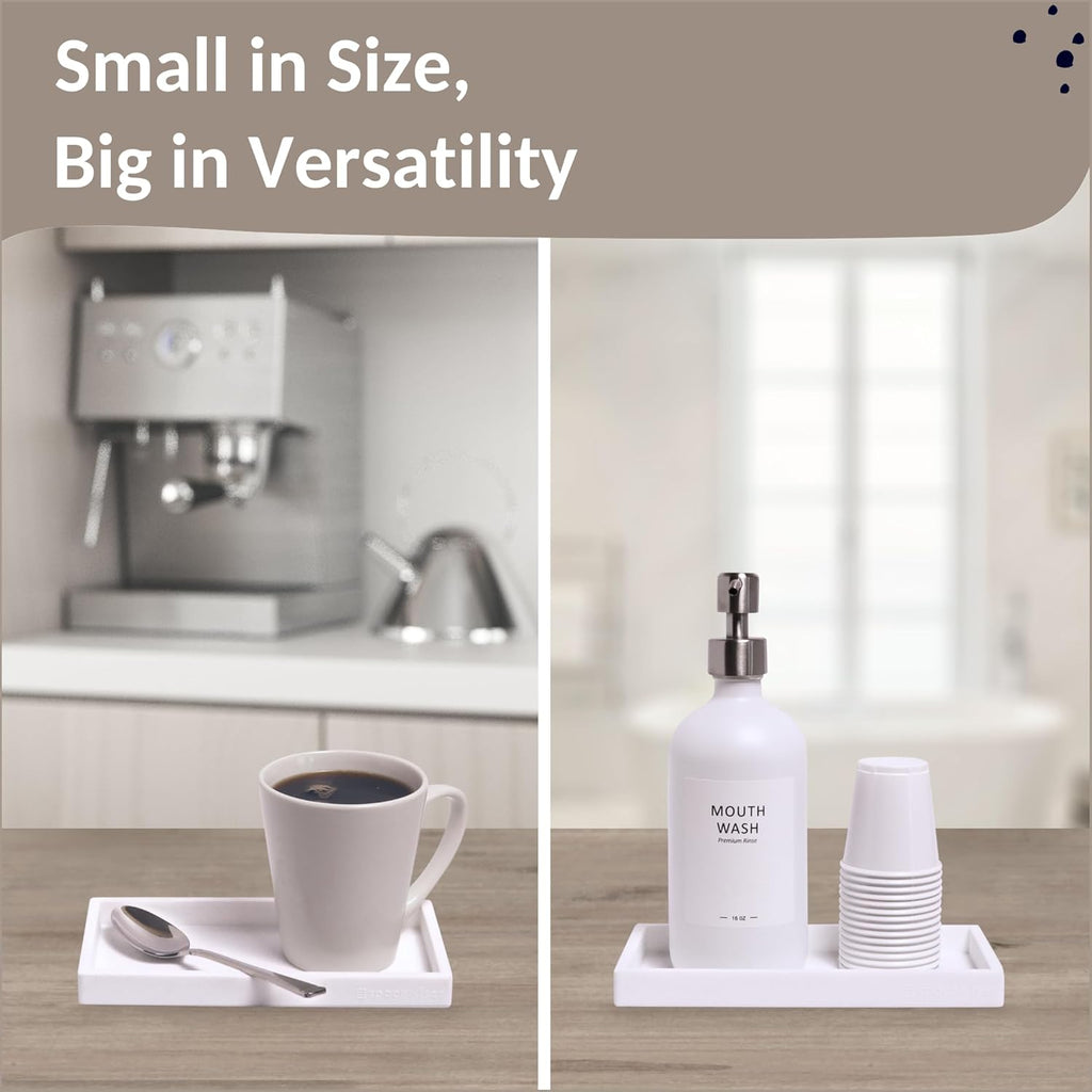 Countertop and Vanity Tray - Small 7.7” Silicone Tray for Soap Dispenser, Bathroom Trays, Dish Soap