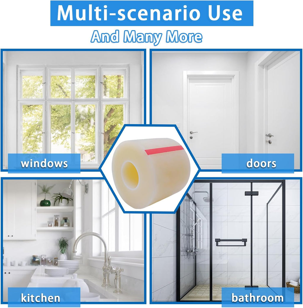 Transparent Window Weather Sealing Tape,Winter Window Seal Kit for Doors, Shower Glass Gaps,No